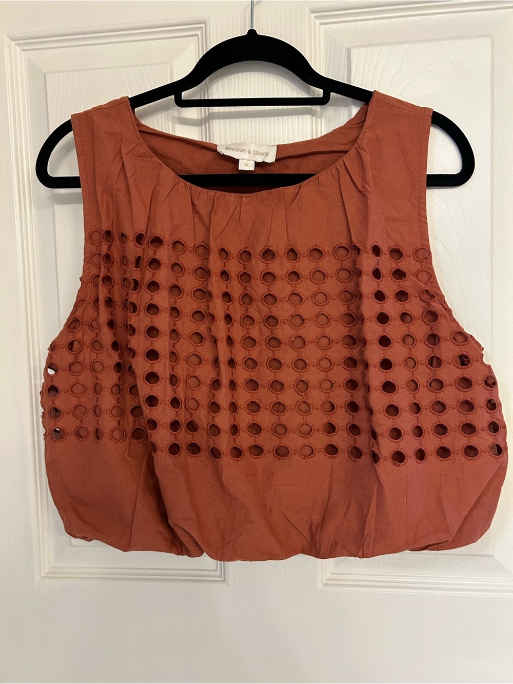 Jennifer & Grace Rust Eyelet Cropped Tank